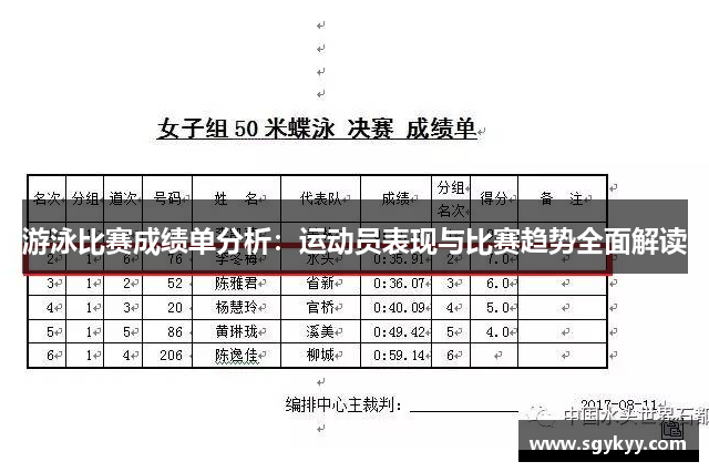 游泳比赛成绩单分析：运动员表现与比赛趋势全面解读